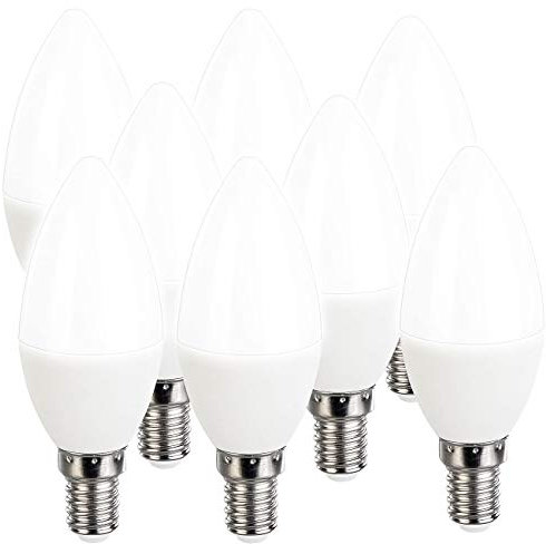 Luminea Kerzenbirnen: 8er-Set LED-Kerzen, tageslichtweiß, 500 Lumen, E14, 6 Watt, 6500 K (Glühbirnen E14, Sparlampen, Deckenleuchte)
