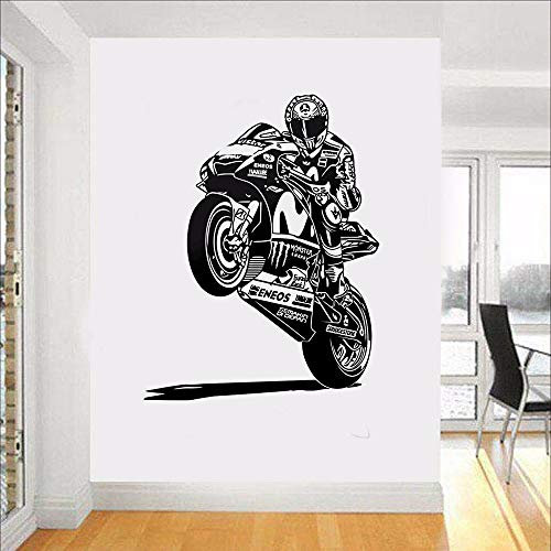 NSRJDSYT Coole Motorradfahrer Wandaufkleber Motorrad Rennfahrer Wandaufkleber Vinyl Garage Jungen Schlafzimmer Dekoration Poster 74x57cm
