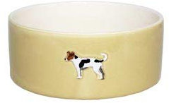 Bailey and Friends Dog Bowl, Jack Russell Mustard