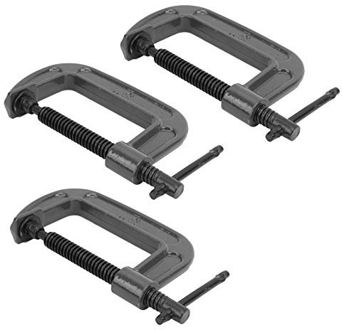 Ensemble de trois serre-joints en G, Pince de force industrielle C, pince de résistance à l'usure de haute dureté de trempe G, menuisier en acier malléable pour le travail du bois