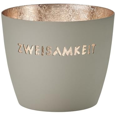Gift Company [W0526] Madras, Windlicht, M, Motiv: Zweisamkeit, Flannel/Gold, H8,5cm, D10cm