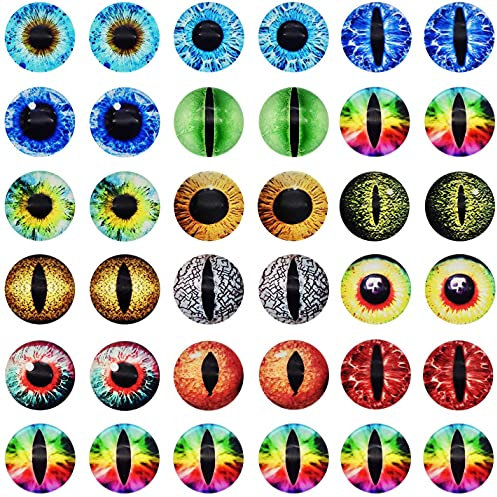 Julie Wang 15MM 40 pièces Dragon yeux verre Cabochon yeux pour poupée d'argile faisant des Sculptures accessoires artisanat bricolage résultats fabrication de bijoux