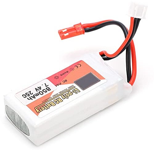 Dilwe Lipo Battery, 7.4V 850mAh 25C Li?Polymer Lipo Rechargeable Battery JST Plug for RC Cars Boats Helicopter
