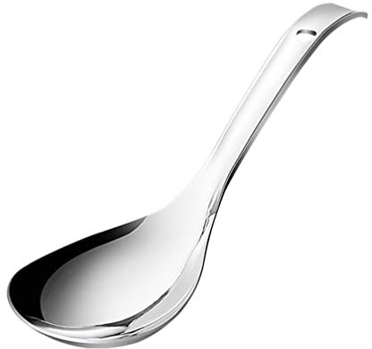 BESTonZON Reislöffel Chinesische Suppenlöffel Edelstahl Reisschaufel Reiskocher Schaufel mit Langem Griff Asialöffel Vorlegelöffel Küchenhelfer für Zuhause Küche Suppe Hochzeit Party Besteck
