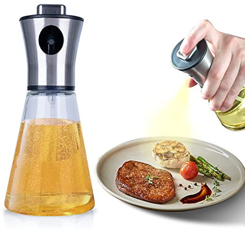 GLLBTPT Oil Sprayer for Air Fryer 200ml Oil Sprayer For Cooking 304 Stainless Steel Olive Oil Dispenser Spray Bottle with Funnel for Cooking,Salad, BBQ, Kitchen Baking, Roasting