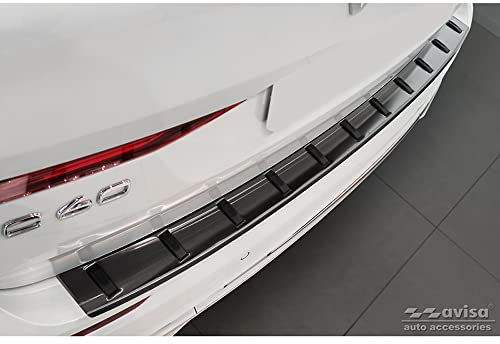Avisa Schwarz Edelstahl Heckstoßstangenschutz kompatibel mit Volvo XC60 II 2017-2021 & Facelift 2021- (inkl. R-Design) 'Strong Edition'
