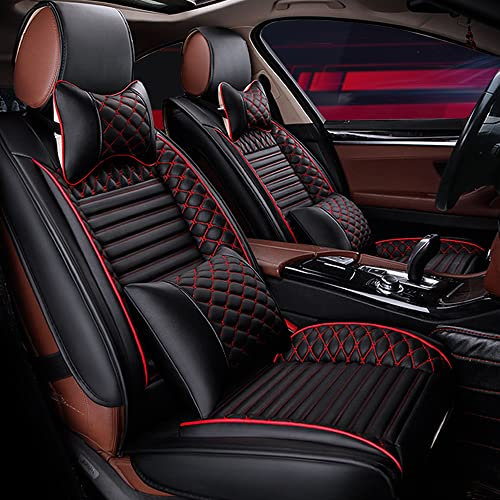 Maipula Autositzbezüge Für VW Für Volkswagen Golf 3 5 6 7 Golf3 Golf5 Golf6 Golf7 GTI Convertible Wagon Tour Variant Luxus 5 Sitze Komfortabler Allwetter-Autositzbezug Kunstleder Schwarz Rot