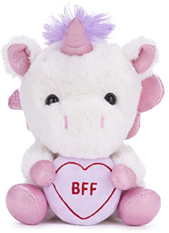 Posh Paws Swizzels Love Hearts Sparkles the Unicorn, ‘BFF’ 18cm (7-inches) Soft Toy