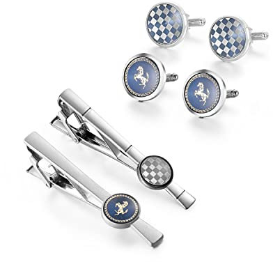 Wynameleri Manschettenknöpfe und Krawattenklammern, Herren Schmuck, Manschettenknöpfe aus Messing, Schwarz, Silber, für Erwachsene Männer, für verschiedene Anlässe