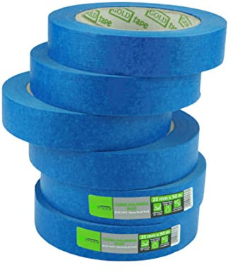 ToolSpace Malerkrepp Blau - Kreppband für Malerarbeiten und Präzise Farbkanten - 6 Rolle Malerband Uv-beständig für Renovierung - Abklebeband Profi Set 25 mm x 50 m Papierklebeband für Maler