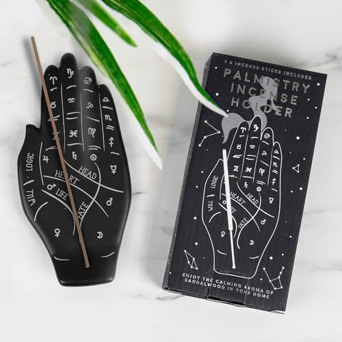 Palmistry Incense Holder + 3 Incense Sticks - Helps Guide You in The Art Of Palm Reading/.Sandalwood Aroma