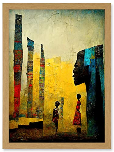 Doppelganger33 LTD African Art Modern Bright Abstract Artwork Framed Wall Art Print A4