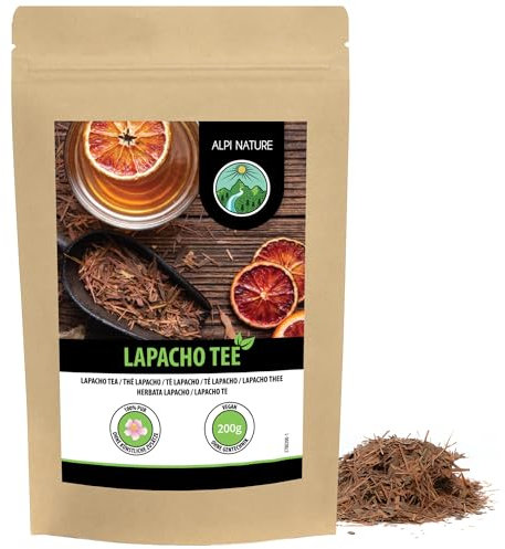 Alpi Nature Lapacho Thé 200g, Écorce de Lapacho Séchée et Coupée, Tisane en Vrac de Pau d'Arco
