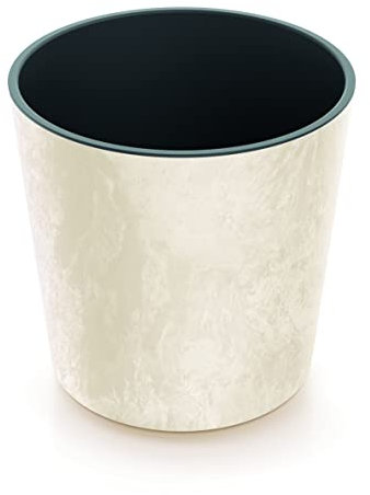 URBNLIVING Maceta redonda grande con aspecto de concreto moderno, maceta para interiores y exteriores, decoración de jardín contemporánea de 30 cm x 29,4 cm (crema)
