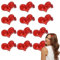12 fermagli per capelli a forma di cuore con paillettes per ragazze, per feste di compleanno, matrimoni, Natale, San Valentino, accessori (rosso)