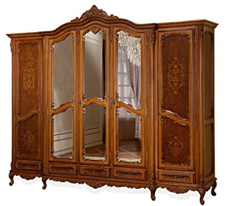 SIMEX Furniture - Cleopatra Collection - 5-türiger Kleiderschrank - Massivholz - Naturbraun - Schlafzimmer