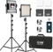 GVM LED Video Light Kits with APP Control, Bi-Color 2300K~6800K with Digital Display Brightness of 10~100% for Youtube Portrait Photography, CRI97+ TLCI97 Led Studio Light Panel +Barndoor
