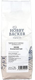 Hobbybäcker Emmermehl hell (1 kg), gut verträglich, Urgetreide, vielseitig einsetzbares Mehl zum Kochen und Backen, ideal für Vorratshaltung