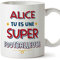 Mugffins Tasses Personnalisables pour FOOTBALLEUSE femme - En Français - Cadeau Personalisé- Tu es Super - 11 oz / 330 ml