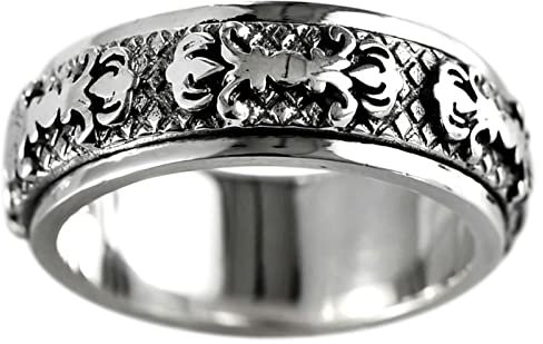 Dsnyu Silber Ring Herren 925, Silberring 7mm Vajra-Drehring Größe 57 (18.1) Cool Schmuck Geschenk für Jahrestag