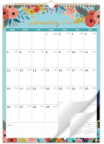 Kalender 2026 - Wandkalender 2026, Juli 2025 - Dez. 2026, 30,5 x 43,2 cm, 18 Monate Wandkalender 2026 mit Premium-Papier, starke Doppeldrahtbindung, perfekt für Heim- & Büroplanung - Floral