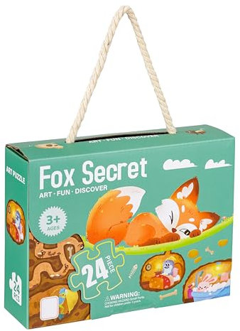 Baroni Toys Puzzle für Kinder, lehrreiches und lustiges Pappspiel für Kinder ab 3 Jahren, 24-teiliges Puzzle, Geschenkidee, 44x31 cm, Fuchs