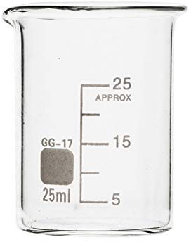 Labor 25 ml Glasbecher für Chemie, Labor, klare Skala, Labor-Messbecher, Borosilikatglas, hitzebeständig, verdicktes Glas, Laborbecher (10 Stück/Lose), Wissenschaft