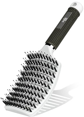 Yuaia Haircare Curved Paddle Brush mit Wildschweinborsten, Weiß