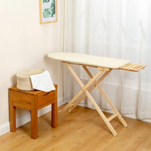 Asse Da Stiro Asse Da Stiro Resistente Asse Da Stiro Professionale Asse Da Stiro Salvaspazio Con Portaferro In Legno Con Regolazione In Altezza Multi-livello, Amplia(Size:100*40cm,Color:Bianco sporco)