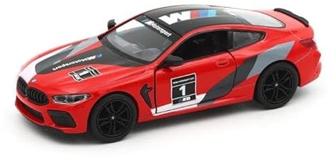 Easy Toys Modellauto kompatibel mit BMW M8 Gara. Maßstabsgetreues Spielzeugauto mit zu öffnenden Türen. Automodellierung (M8 Rot)