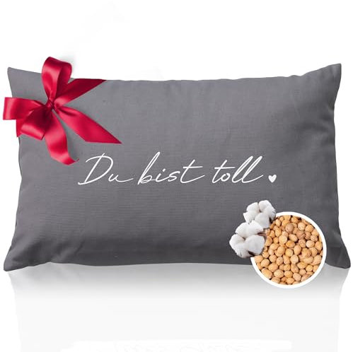 HERBALIND Kirschkernkissen DU BIST TOLL – Persönliches Wertschätzungs-Geschenk Anerkennung – Wärmekissen für Mikrowelle im eleganten Design - Ideal für Geburtstage, Jubiläen - Grau 30x20 cm