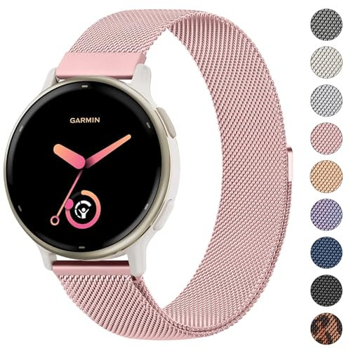 Oumida Armband für Garmin Vivoactive 3/ Vivoactive 5, 20mm Quick Ersatz Armbänder, Metall Magnet Uhrenarmband für Garmin Vivomove 3/ HR/Style/Luxe, Forerunner 55/245/ 645, Approach S40/ S42/ S12