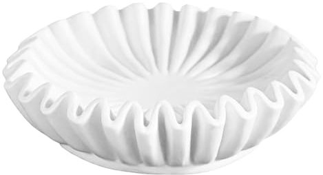 1/2 cuencos decorativos con volantes, cuenco de fruta de resina sintética, elegante cuenco de resina con diseño ondulado, elegante vajilla de resina, cuenco rústico con volantes para cocina,