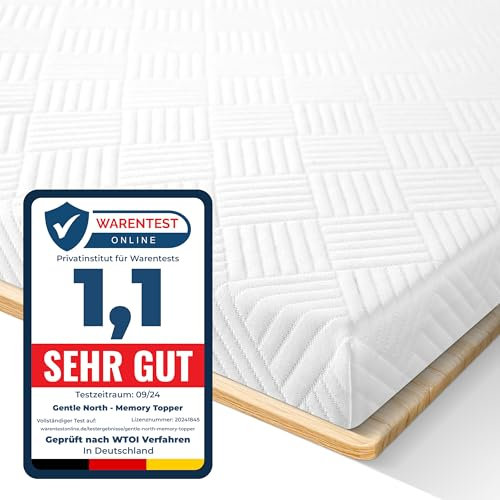 Hochwertiger Topper 80x200cm 7cm hoch - Matratzentopper mit weicher, kühlender Gel-Memoryschicht ab 100 kg - Ökotex 100 Zertifiziert - Bezug atmungsaktiv & waschbar