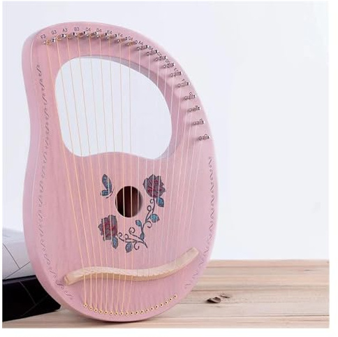 Anfänger harfe Traditionelle Lyra-Harfe Aus Massivholz 19 Saiten Professionelle Ethnische Instrumente Klassisches Instrument(Rose flower-Pink)