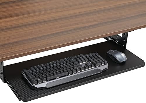 EUREKA ERGONOMIC Adjustable Keyboard Tray Under Desk, 28x11 Inch Large Slide Out Keyboard & Mouse Platform Tray, Wooden Pull Out Computer Keyboard Drawer for Typing Home Office Desk, Black