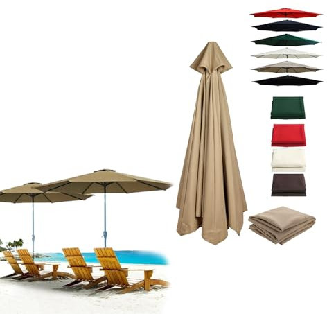 Yspenloo Sonnenschirm Ersatzbezug, Anti-Ultraviolett Überdachung Ersatz Baldachin Für Den Außenbereich, Terrassenschirm Überdachung Sonnenschirm Bespannung(Indisches Khaki,270cm)