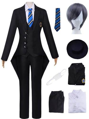bi bi hou Ciel Cosplay Kostüm Set mit Perücke und Hut Anime Kuroshitsuji Verkleidung Ciel Phantomhive Schuluniform Weihnachten Halloween Karneval Party Bühnenauftritt Kostüm