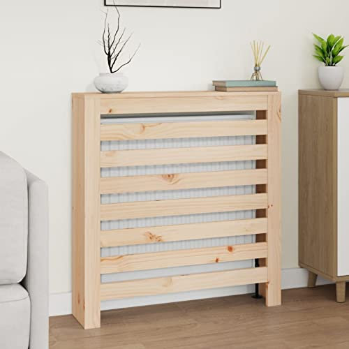 Brokky Radiator Cover White Modern MDF Vertical Slats Wood Decorative Cabinet for Living Room Bedroom Hallway, Large,Radiator Cover 79.5x19x84 cm Solid Wood Pine