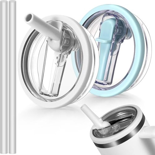 ANTAND Tapa abatible de 40 onzas a prueba de fugas para vaso Stanley H2.0 Quencher Protour, paquete de 2 tapas a prueba de derrames de repuesto para accesorios de taza Stanley de 40 onzas (blanco