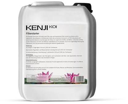 KENJI KOI Filterstarter 5L für 200000 L Teichwasser | Teichpflege für Teichfilter | Filterstarterbakterien | Starterbakterien für Gartenteich, Koiteich, Schwimmteich | Teichwasseraufbereiter
