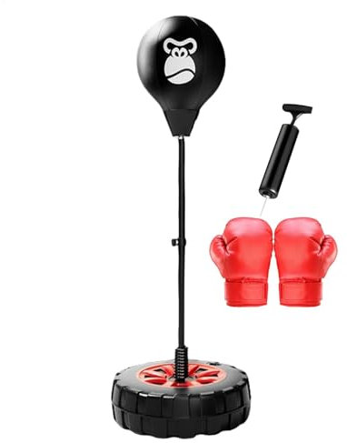 Speed Boxsack - Punchingball | Boxreflexsack | Boxen Speed Bag | Punching-Übungsbeutel für Fitnessstudio | Höhenverstellbarer Boxsack mit Boxhandschuhen | Speed Bag für Training, Boxausrüstung