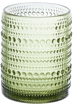 Blanc Mariclò Set 6 bicchieri acqua in vetro verde con bollicine Oliva 8x8xH10 cm