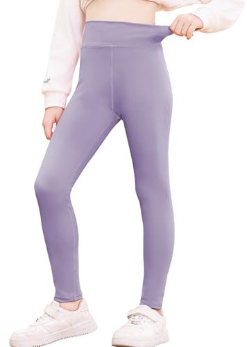 BALAYSIER Sporthose Mädchen Kinder Sportleggings High Waist Elastisch Sport Leggings Mädchen Yogahose Kinder(Lila,130)