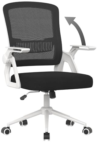 naspaluro Ergonomic Office Chair, 90° Flip-up Armrest Mesh Desk Chair | Height Adjustable Executive Work Computer Chairs with Padded Seat Cushion, Swivel Chair with Lumbar Support for Home/Office