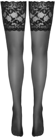 Cottelli Legwear Damen Halterlose Strümpfe, Schwarz, 1