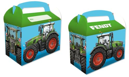 8 Geschenkboxen * FENDT TRAKTOR * für Mitgebsel zum Kindergeburtstag und Mottoparty | Boxen aus Karton, 150x80x95mm | Trecker Bauernhof Farm Landwirtschaft Kinder Party Geburtstag