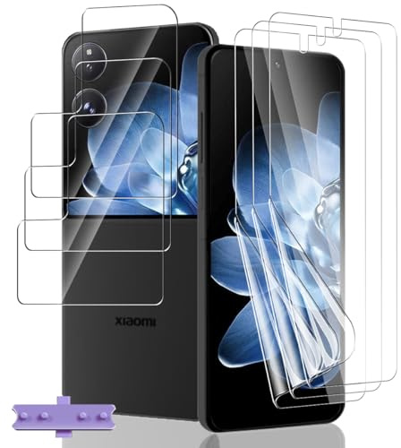 Jaavkkma 3 Piezas Protector Pantalla Flexible para Xiaomi Mix Flip + 3 Piezas Cristal Templado Externo, HD/Anti-Arañazos, Película Protectora para Xiaomi Mix Flip - Película TPU Suave