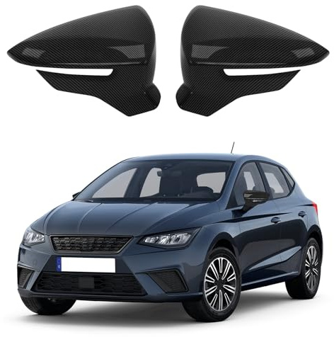 Tapa de la Cubierta del Espejo Compatible con Seat Ibiza MK5 2017-2020 Leon MK3 5F ST/FR/Cupra 2012-2020 Arona KJ7 2017-2020, 1 Par Tapa de Espejo Retrovisor Tapas - Rayas Grises