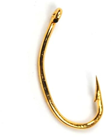 50 stücke Gold Gebogene Nymphe Fliegen Binden Haken Scud Garnelen Puppen Larven Caddis Emerges Forelle Angeln Köder for Angeln Angelhaken